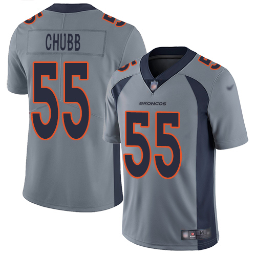 Men Denver Broncos #55 Bradley Chubb Limited Silver Inverted Legend Football NFL Jersey